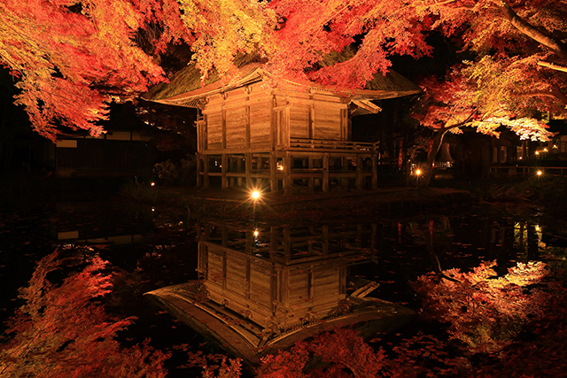 中尊寺 弁財天堂 紅葉（イメージ）