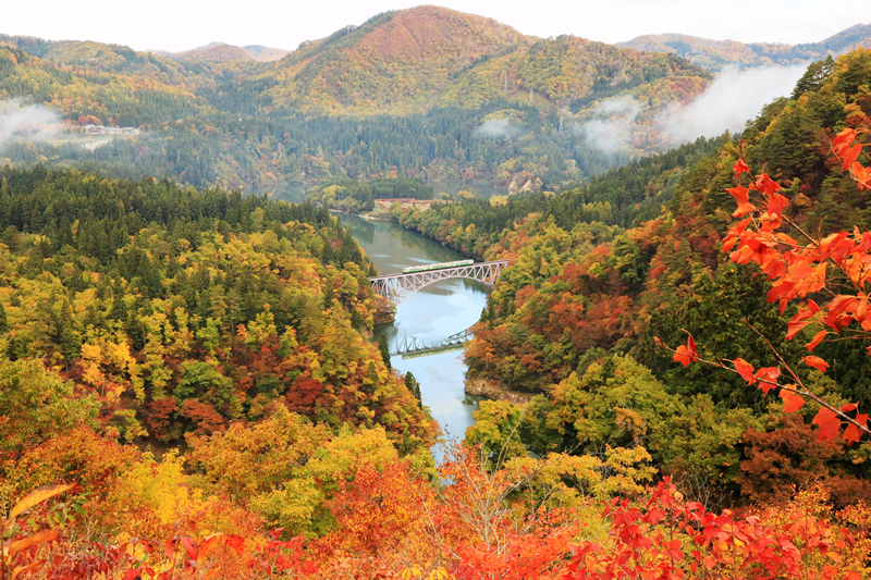 紅葉の只見線乗車（イメージ）