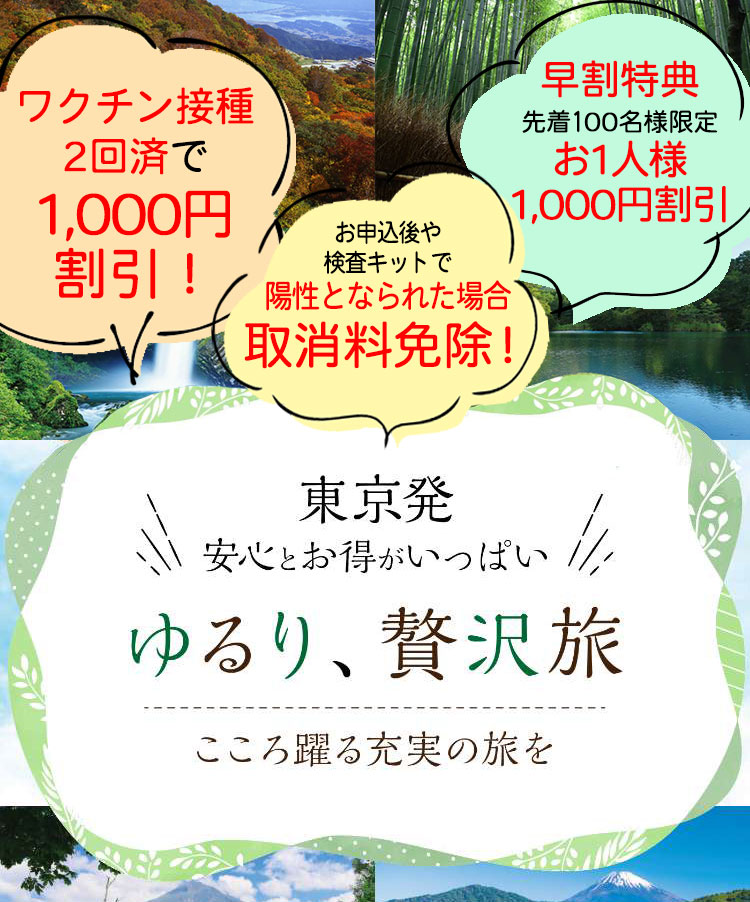 東京からJR・マイカーで行ける【ワクチン接種応援】ゆるり、贅沢旅